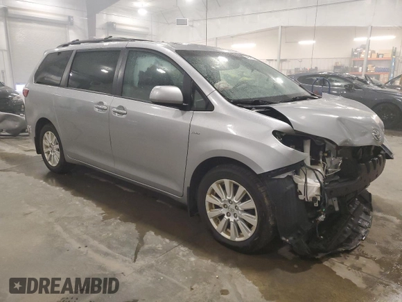 2017 Toyota Sienna XLE with VIN 5TDDZ3DC4HS166141, listed as a Copart auction lot 64357715 with 124,184 mi miles and Salvage title. Bid and sale history available at DreamBid. Image 4.