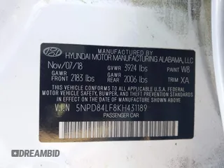 2019 Hyundai Elantra SEL с VIN 5NPD84LF8KH431189, выставлен на аукционе IAAI как лот 42014092 с пробегом 93 138 миль миль и . История ставок и продаж доступна на DreamBid. Изображение 9.