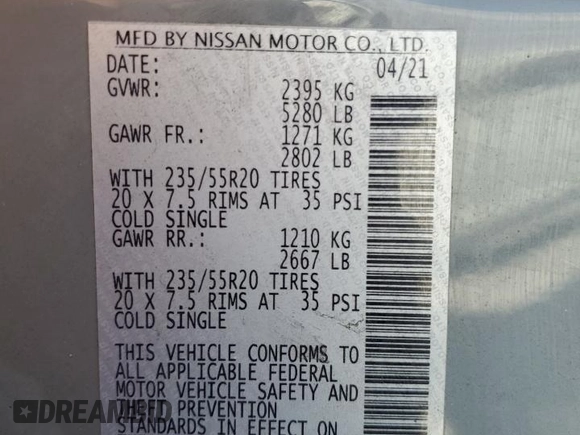 2021 Nissan Murano SL with VIN 5N1AZ2CS1MC128637, listed as a Copart auction lot 42364095 with 157,269 mi miles and Salvage Title. Bid and sale history available at DreamBid. Image 16.