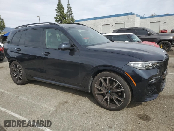 2022 BMW X7 xDrive40i with VIN 5UXCW2C00N9M54284, listed as a Copart auction lot 46675775 with 37,386 mi miles and Salvage Title. Bid and sale history available at carsss.com. Image 4.