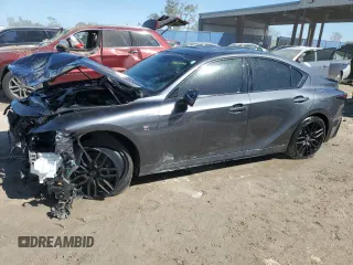 2023 Lexus IS with VIN JTHAP1D21P5003552, listed as a Copart auction lot 74805104 with 0 mi miles and Salvage Title. Bid and sale history available at carsss.com. Image 1.
