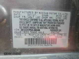 2017 Nissan Versa Note SR with VIN 3N1CE2CP5HL360496, listed as a Copart auction lot 50056115 with 139,140 mi miles and Salvage Title. Bid and sale history available at carsss.com. Image 13.