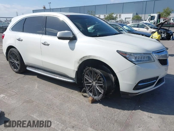 2016 Acura MDX w/Tech with VIN 5FRYD4H47GB045999, listed as a IAAI auction lot 42041010 with 124,096 mi miles. Bid and sale history available at carsss.com. Image 1.