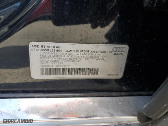 2013 Audi A8 L 4.0L with VIN WAUR2AFD1DN008020, listed as a Copart auction lot 50792045 with 132,293 mi miles and Clean Title. Bid and sale history available at carsss.com. Image 12.