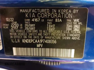 2023 Kia Seltos LX with VIN KNDEPCAA1P7408356, listed as a IAAI auction lot 41866993 with 32,377 mi miles. Bid and sale history available at carsss.com. Image 9.