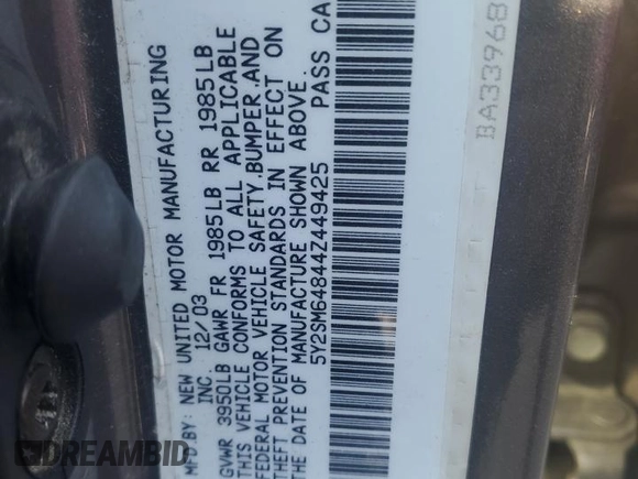 2004 Pontiac Vibe z VIN 5Y2SM64844Z449425, wystawiony jako Copart lot #48456155 z przebiegiem 147 492 mil mil oraz Szkoda całkowita • Salvage title. Historia ofert i sprzedaży dostępna na DreamBid. Obrazek 12.