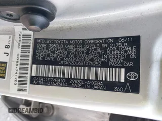 2011 Toyota Prius I z VIN JTDKN3DU6B1375252, wystawiony jako IAAI lot #42180634 z przebiegiem 132 325 mil mil oraz . Historia ofert i sprzedaży dostępna na DreamBid. Obrazek 9.