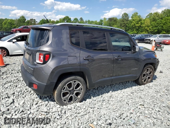 2016 Jeep Renegade Limited with VIN ZACCJADT7GPD33434, listed as a Copart auction lot 55951275 with 172,598 mi miles and Salvage title. Bid and sale history available at DreamBid. Image 3.