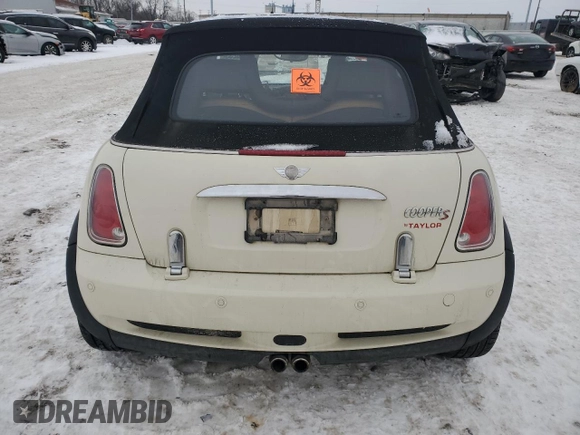 2008 MINI Convertible S with VIN WMWRH33588TU80448, listed as a Copart auction lot 87855235 with Not provided miles and Salvage title. Bid and sale history available at DreamBid. Image 6.