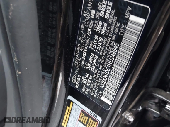 2024 Hyundai Ioniq 5 SEL with VIN KM8KN4DE1RU246645, listed as a IAAI auction lot 42163112 with 22,500 mi miles and . Bid and sale history available at DreamBid. Image 9.