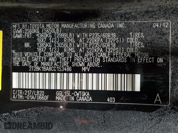 2012 Lexus RX 350 z VIN 2T2BK1BA8CC153486, wystawiony jako Copart lot #41838095 z przebiegiem 141 429 mil mil oraz Szkoda całkowita • Salvage title. Historia ofert i sprzedaży dostępna na DreamBid. Obrazek 15.