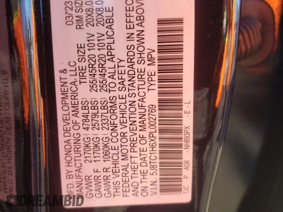 2023 Acura RDX w/A-Spec Package с VIN 5J8TC1H6XPL002769, выставлен на аукционе Copart как лот 84928854 с пробегом Не указан миль и Списание • Salvage title. История ставок и продаж доступна на DreamBid. Изображение 15.
