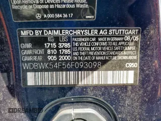 2006 Mercedes-Benz SLK 280 z VIN WDBWK54F56F093098, wystawiony jako Copart lot #58618735 z przebiegiem 155 916 mil mil oraz Tytuł czysty. Historia ofert i sprzedaży dostępna na DreamBid. Obrazek 12.