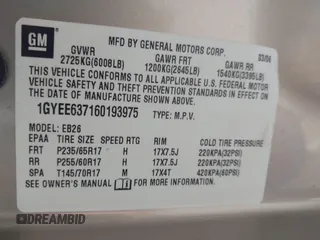 2006 Cadillac SRX z VIN 1GYEE637160193975, wystawiony jako IAAI lot #42187852 z przebiegiem 206 249 mil mil oraz . Historia ofert i sprzedaży dostępna na DreamBid. Obrazek 9.