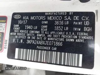 2018 Kia Rio LX with VIN 3KPA24ABXJE071866, listed as a IAAI auction lot 42099471 with 170,697 mi miles. Bid and sale history available at carsss.com. Image 9.