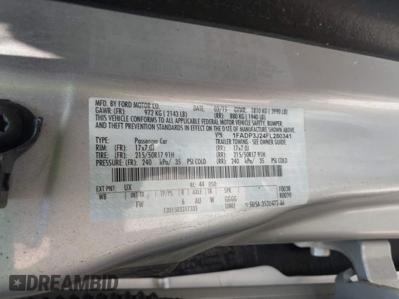 2015 Ford Focus Titanium с VIN 1FADP3J24FL280341, выставлен на аукционе IAAI как лот 42433208 с пробегом 151 813 миль миль и . История ставок и продаж доступна на DreamBid. Изображение 9.