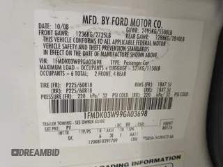 2009 Ford Taurus X Limited z VIN 1FMDK03W99GA03698, wystawiony jako IAAI lot #42243428 z przebiegiem 158 551 mil mil oraz . Historia ofert i sprzedaży dostępna na DreamBid. Obrazek 9.