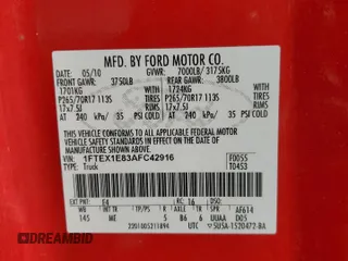 2010 Ford F-150 XL with VIN 1FTEX1E83AFC42916, listed as a Copart auction lot 77590834 with 126,213 mi miles and Salvage Title. Bid and sale history available at carsss.com. Image 12.