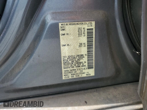 2017 Nissan Altima SR z VIN 1N4AL3AP9HC157163, wystawiony jako Copart lot #64294035 z przebiegiem Nie podano mil oraz Czysty tytuł • Clean title. Historia ofert i sprzedaży dostępna na DreamBid. Obrazek 12.