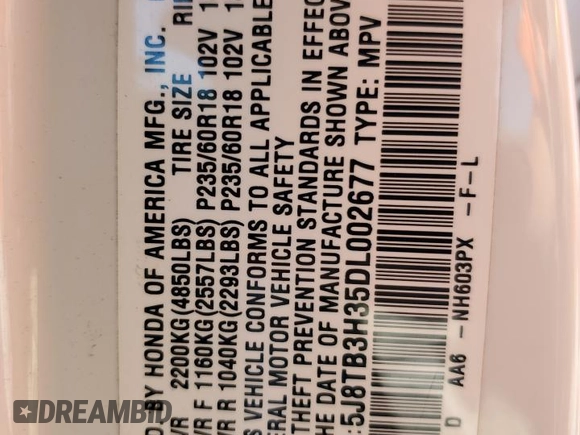 2013 Acura RDX with VIN 5J8TB3H35DL002677, listed as a Copart auction lot 56679185 with 204,398 mi miles and Salvage title. Bid and sale history available at DreamBid. Image 12.