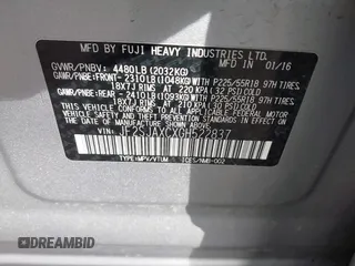 2016 Subaru Forester 2.5i Touring with VIN JF2SJAXCXGH522837, listed as a IAAI auction lot 41562541 with 106,720 mi miles. Bid and sale history available at carsss.com. Image 9.