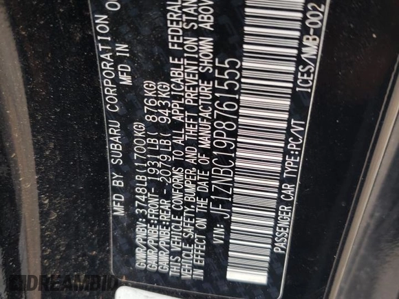2023 Toyota 86 with VIN JF1ZNBC19P8761555, listed as a Copart auction lot 86829164 with Not Provided miles and Salvage Title. Bid and sale history available at DreamBid. Image 14.
