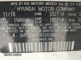 2019 Hyundai Accent SE with VIN 3KPC24A30KE065867, listed as a IAAI auction lot 41653808 with 65,058 mi miles. Bid and sale history available at carsss.com. Image 9.