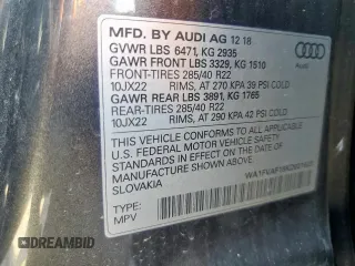 2019 Audi Q8 Prestige z VIN WA1FVAF18KD021623, wystawiony jako Copart lot #55755045 z przebiegiem 73 924 mil mil oraz Szkoda całkowita • Salvage title. Historia ofert i sprzedaży dostępna na DreamBid. Obrazek 14.