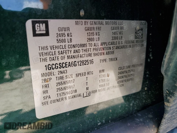 2016 Chevrolet Colorado 2WD LT with VIN 1GCGSCEA6G1282516, listed as a Copart auction lot 62716935 with 115,473 mi miles and Salvage title. Bid and sale history available at DreamBid. Image 12.
