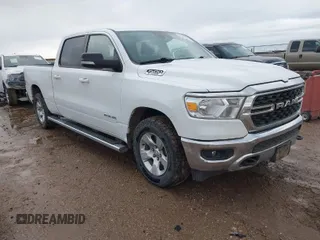 2022 Ram 1500 Big Horn z VIN 1C6RRFMG9NN378200, wystawiony jako IAAI lot #41957931 z przebiegiem 117 584 mil mil oraz . Historia ofert i sprzedaży dostępna na DreamBid. Obrazek 1.