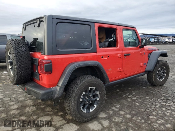 2024 Jeep Wrangler Rubicon z VIN 1C4RJXR62RW172545, wystawiony jako Copart lot #48020865 z przebiegiem 5 483 mil mil oraz Szkoda całkowita • Salvage title. Historia ofert i sprzedaży dostępna na DreamBid. Obrazek 3.