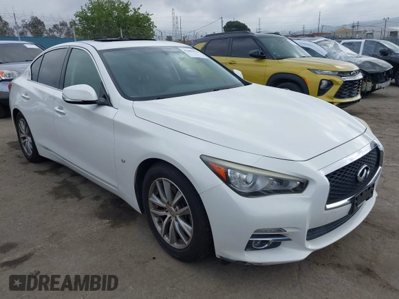 2014 Infiniti Q50 Premium z VIN JN1BV7APXEM670656, wystawiony jako IAAI lot #42085636 z przebiegiem 88 147 mil mil oraz . Historia ofert i sprzedaży dostępna na DreamBid. Obrazek 1.