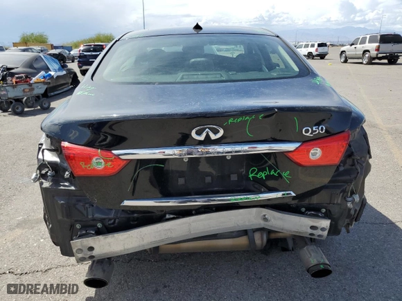 2017 Infiniti Q50 2.0t with VIN JN1CV7AP4HM640268, listed as a Copart auction lot 72729784 with NaN miles and Salvage Title. Bid and sale history available at carsss.com. Image 6.