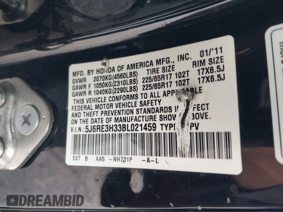 2011 Honda CR-V LX z VIN 5J6RE3H33BL021459, wystawiony jako IAAI lot #41186599 z przebiegiem 116 980 mil mil oraz . Historia ofert i sprzedaży dostępna na DreamBid. Obrazek 9.