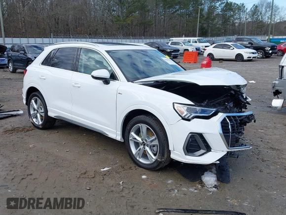2023 Audi Q3 S line Premium Plus with VIN WA1EECF36P1140594, listed as a IAAI auction lot 41283650 with 14,793 mi miles and . Bid and sale history available at DreamBid. Image 1.