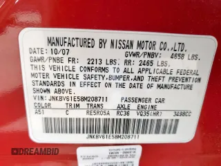 2008 Infiniti G35 Sedan Journey with VIN JNKBV61E58M208711, listed as a Copart auction lot 50606105 with 207,419 mi miles and Clean Title. Bid and sale history available at carsss.com. Image 12.