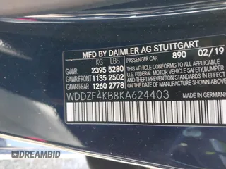 2019 Mercedes-Benz E-Class E 300 with VIN WDDZF4KB8KA624403, listed as a IAAI auction lot 40979733 with 76,496 mi miles. Bid and sale history available at carsss.com. Image 9.