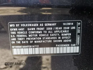 2015 Volkswagen CC Sport with VIN WVWBN7AN4FE814712, listed as a Copart auction lot 48027705 with 102,477 mi miles and Salvage Title. Bid and sale history available at DreamBid. Image 12.