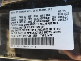 2020 Honda Passport EX-L z VIN 5FNYF8H57LB012250, wystawiony jako Copart lot #48579635 z przebiegiem 78 936 mil mil oraz Szkoda całkowita • Salvage title. Historia ofert i sprzedaży dostępna na DreamBid. Obrazek 12.