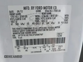 2012 Ford F-150 XL with VIN 1FTFX1ET8CFD06797, listed as a IAAI auction lot 41434957 with 194,993 mi miles. Bid and sale history available at carsss.com. Image 9.