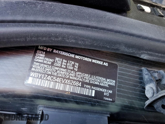 2014 BMW i3 z VIN WBY1Z4C54EVX62684, wystawiony jako Copart lot #51343085 z przebiegiem 141 926 mil mil oraz Czysty tytuł • Clean title. Historia ofert i sprzedaży dostępna na DreamBid. Obrazek 12.
