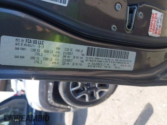 2019 Jeep Compass Trailhawk with VIN 3C4NJDDBXKT811171, listed as a IAAI auction lot 41786708 with 107,697 mi miles and . Bid and sale history available at carsss.com. Image 9.