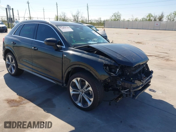 2021 Audi Q3 S line Premium Plus with VIN WA1EECF3XM1133790, listed as a IAAI auction lot 41870016 with 43,794 mi miles and . Bid and sale history available at DreamBid. Image 1.