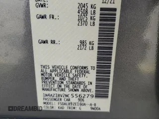2022 Nissan LEAF S with VIN 1N4AZ1BV2NC556279, listed as a Copart auction lot 58526895 with 41,621 mi miles and Salvage title. Bid and sale history available at DreamBid. Image 13.
