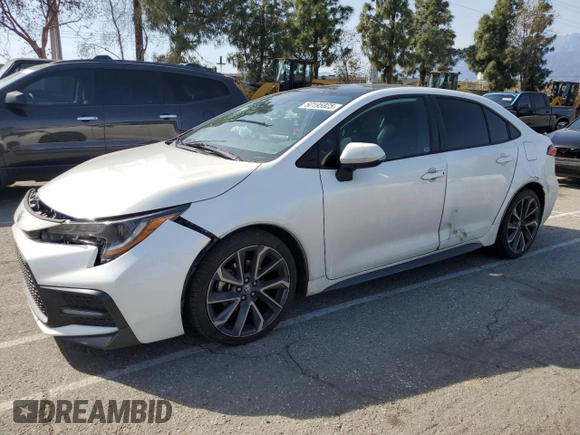 2021 Toyota Corolla SE with VIN 5YFP4MCE5MP082675, listed as a Copart auction lot 50195825 with 74,683 mi miles and Salvage Title. Bid and sale history available at carsss.com. Image 1.