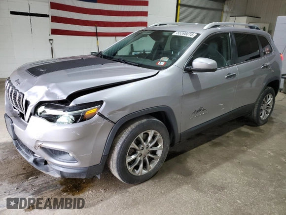 2019 Jeep Cherokee Latitude Plus z VIN 1C4PJLLB6KD129415, wystawiony jako Copart lot #55595815 z przebiegiem 94 757 mil mil oraz Szkoda całkowita • Salvage title. Historia ofert i sprzedaży dostępna na DreamBid. Obrazek 1.