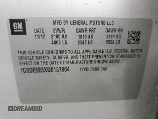 2013 Cadillac CTS Luxury with VIN 1G6DE5E5XD0137864, listed as a Copart auction lot 50077885 with 112,471 mi miles and Salvage title. Bid and sale history available at DreamBid. Image 13.