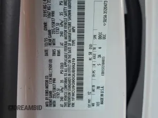 2016 Ford Escape SE с VIN 1FMCU9G90GUB99219, выставлен на аукционе Copart как лот 48174435 с пробегом 116 303 миль миль и Списание • Salvage title. История ставок и продаж доступна на DreamBid. Изображение 15.