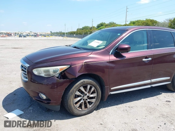 2013 Infiniti JX35 with VIN 5N1AL0MM6DC332579, listed as a IAAI auction lot 42138584 with 137,046 mi miles and . Bid and sale history available at DreamBid. Image 6.