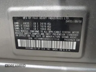 2011 Subaru Legacy Premium with VIN 4S3BMBC65B3222558, listed as a IAAI auction lot 42600088 with 207,147 mi miles and . Bid and sale history available at DreamBid. Image 9.